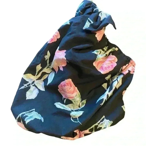 LoveShackFancy Floral Puff Sleeve Spirit Crop Top Black Size Large - Picture 4 of 10